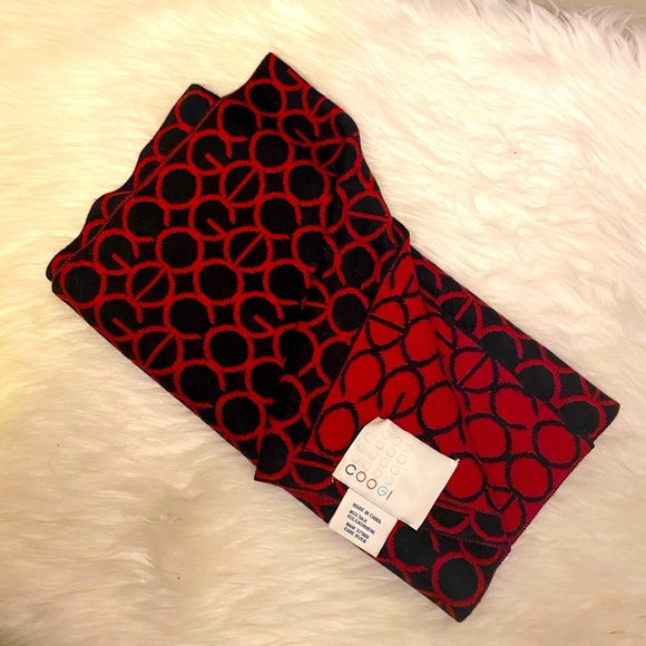COOGI Cashmere & Silk Winter Scarf Red Black - Picture 1 of 3